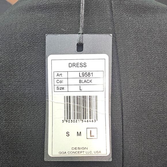 GENEVIE Dress Women Large Black Floral Lace Midi Tea Length 3/4 Sleeve Party NEW - Picture 5 of 12